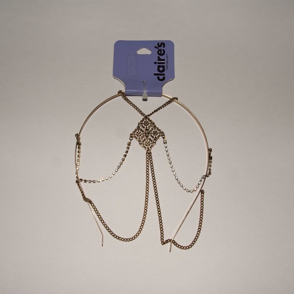 NEW Gold & Crystal Head Chain Jewelry Headband NWT - Picture 5 of 7